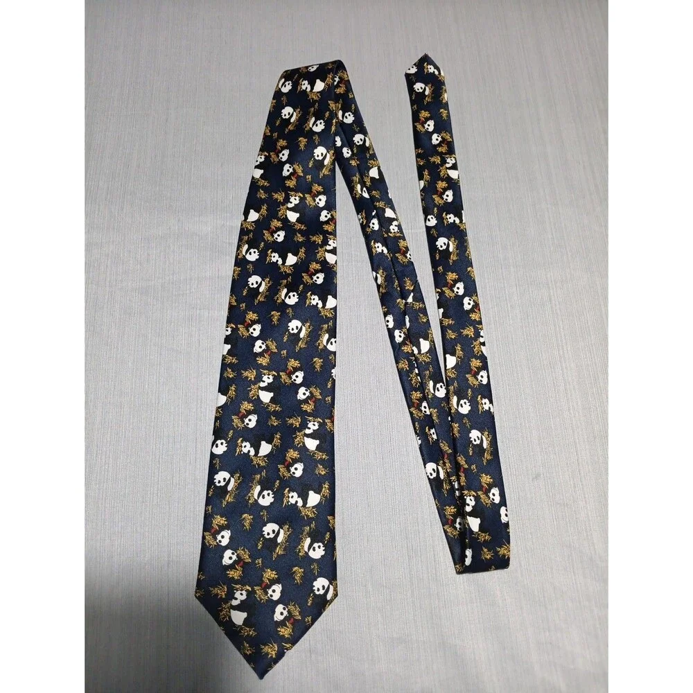 GIORGIO ARMANI tie CRAVATTE  SILK, Hand Made ITALY, PANDA BEARS BAMBOO TREE